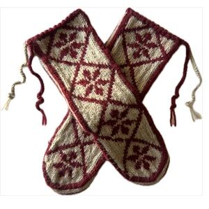 Red and Cream Woolrich Knit Mukluk Slippers